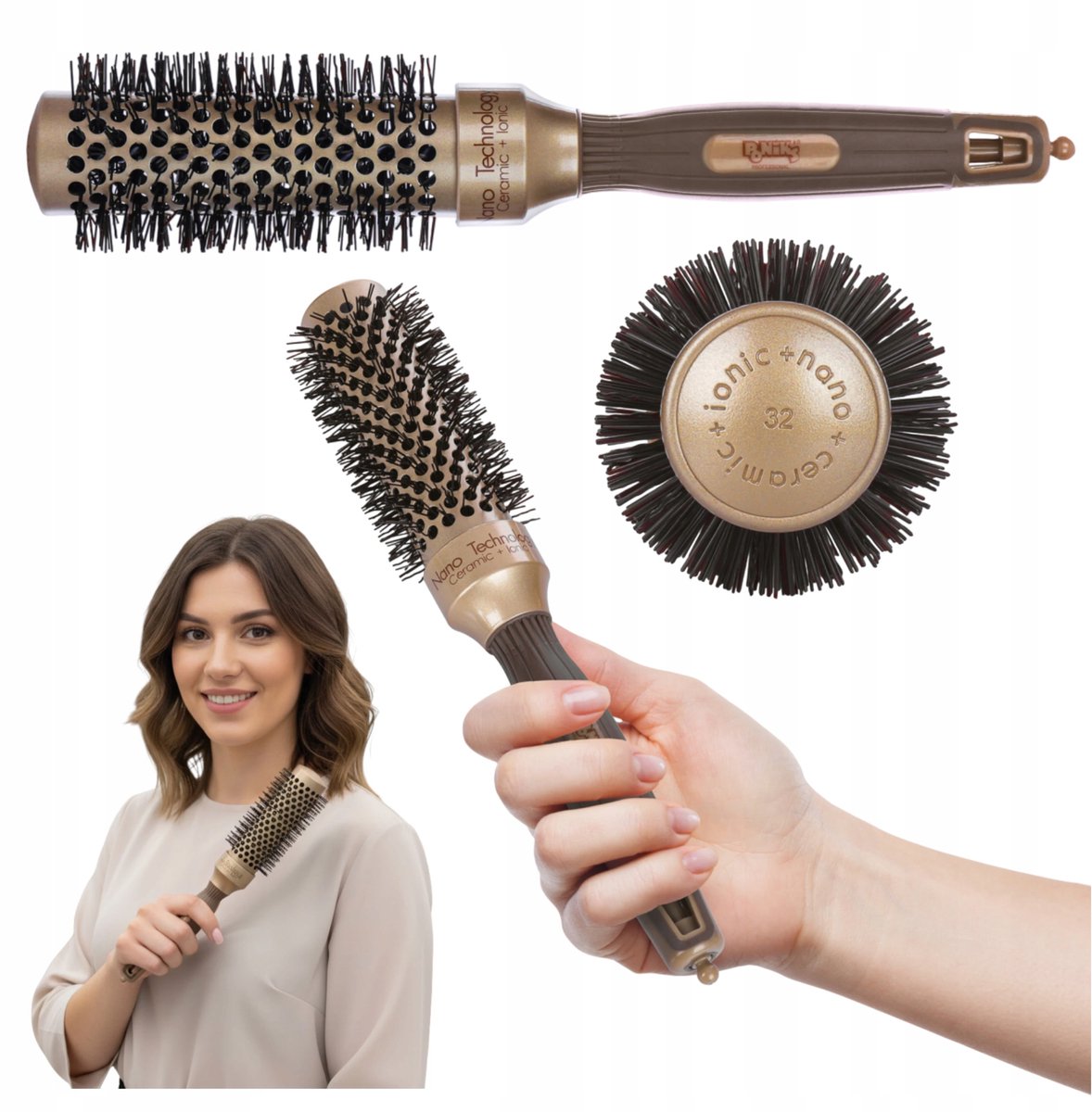 Poniks Professionele Ronde Haardroger Borstel - Voor Stylen en Drogen - 32mm