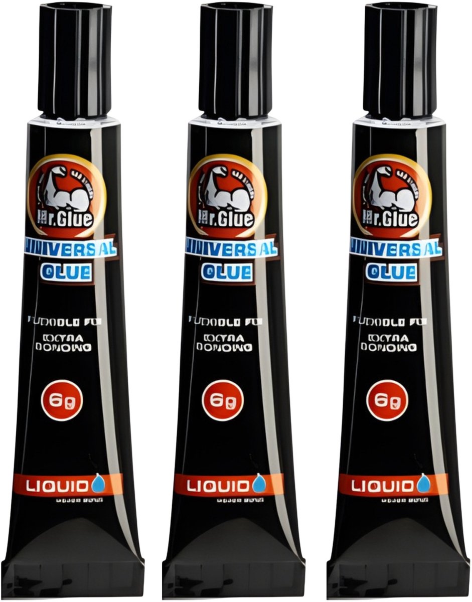 Mr Glue Lijm universeel - 3x - 7 ml - transparant - in tube - extra sterk - snel drogend - superlijm