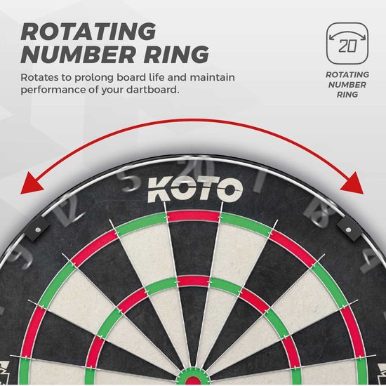 KOTO Classic Edition Dartbord, Sisal Kork Dartboard, Toernooi Dartbord met Braziliaans sisal, Incl. Montagesysteem, Dartspel Beginners & Ervaren spelers van KOTO — afbeelding 4