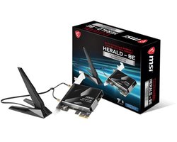 MSI Herald-BE WI-FI 7 MAX (Wi-Fi 7, 802.11BE, Bluetooth 5.4, PCIe, Multi-Link Operation Technology, External Antenna)
