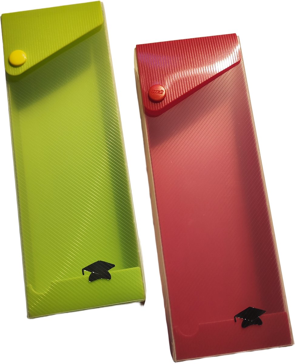 4x EXXO-HFP #55820 - Etui – Uitschuifbare pennenetui met drukknop - Kleur assorti