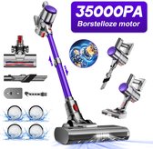 MIBODE 45000Pa accustofzuiger, 550 W, draadloos met smart display, tot 60 minuten looptijd, stofzuiger met automatische modus en anti-klitborstel voor tapijt en dierenharen, zilver paars