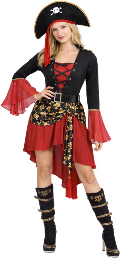 Joya Party® Sexy Piraat Kostuum Dames | Piratenjurk met Piraten Hoed | Luxe Details & Korset Effect | Piratenkostuum Vrouw | Verkleed Pak Carnaval, Themafeest & Halloween | Maat M
