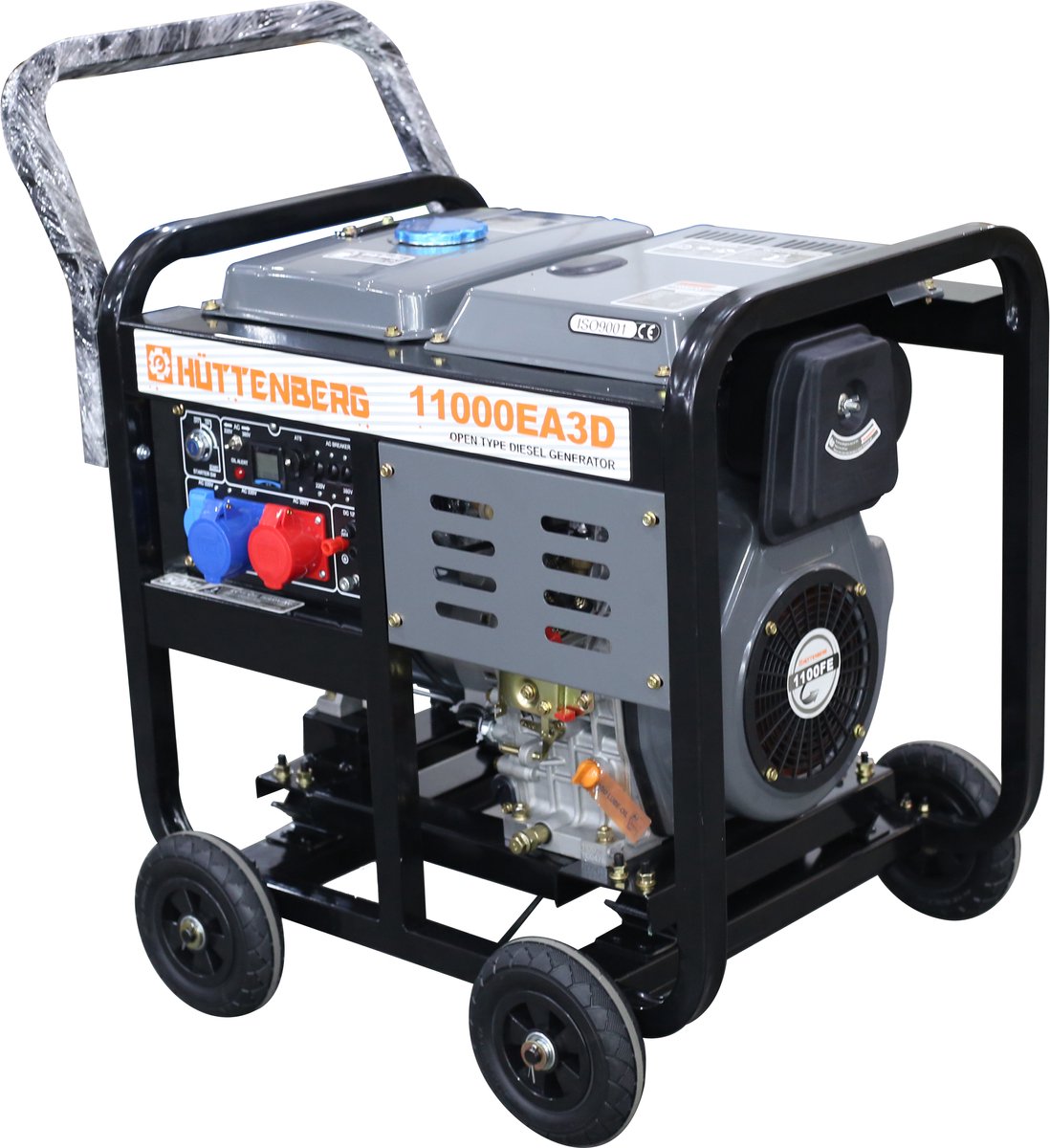 Huttenberg generator open dieselgenerator 11 kVA – 380V driefasig – AVR – Elektrische start – Professioneel gebruik - agreegat