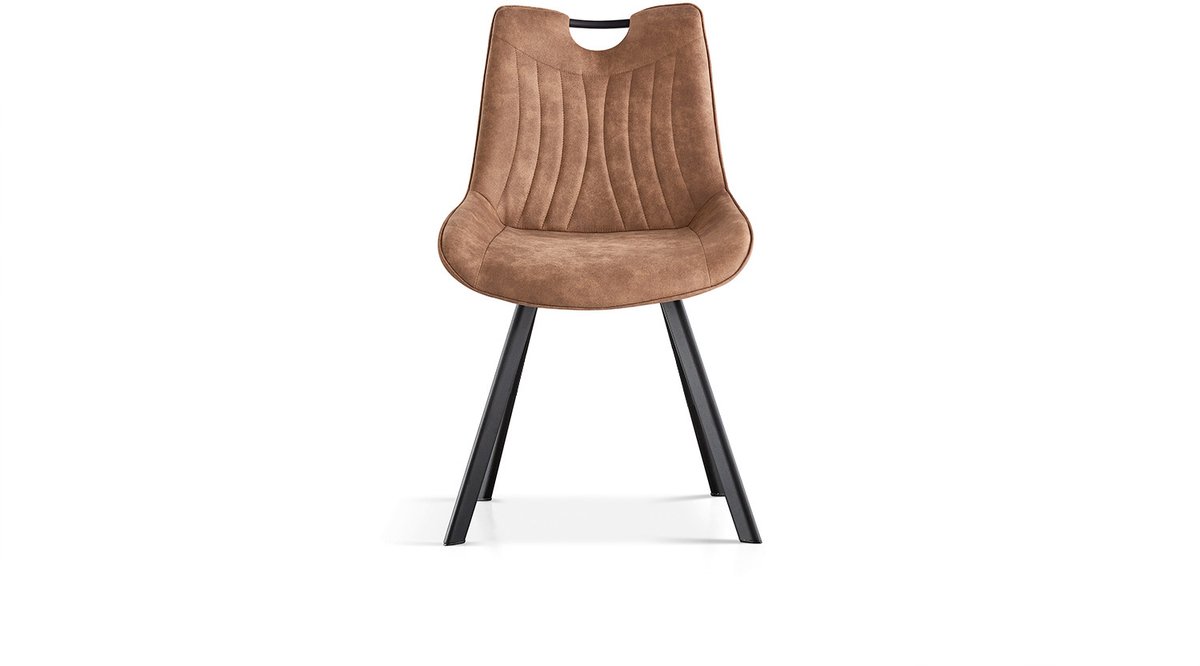Stoelen 'Pablo' Micro fiber PU in Bruin kleur - H 87 x B 54 x D 63 cm - Set van 2