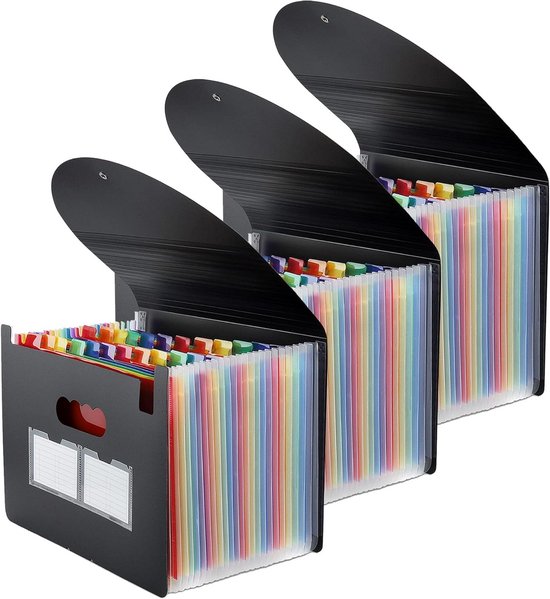 3 Stuks Archiefmap A4 - Uitbreidbare Documentenmap Accordion met ...