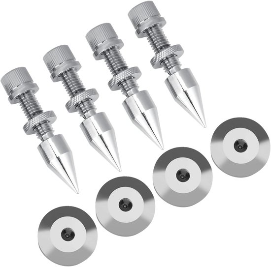 PrecisionGeek Luidsprekerspikes – Set Van 4 – M6 X 35 Mm – Roestvrij Staal 303 – Incl. 16 Mm Onderleggers En Moeren – Gemaakt In EU