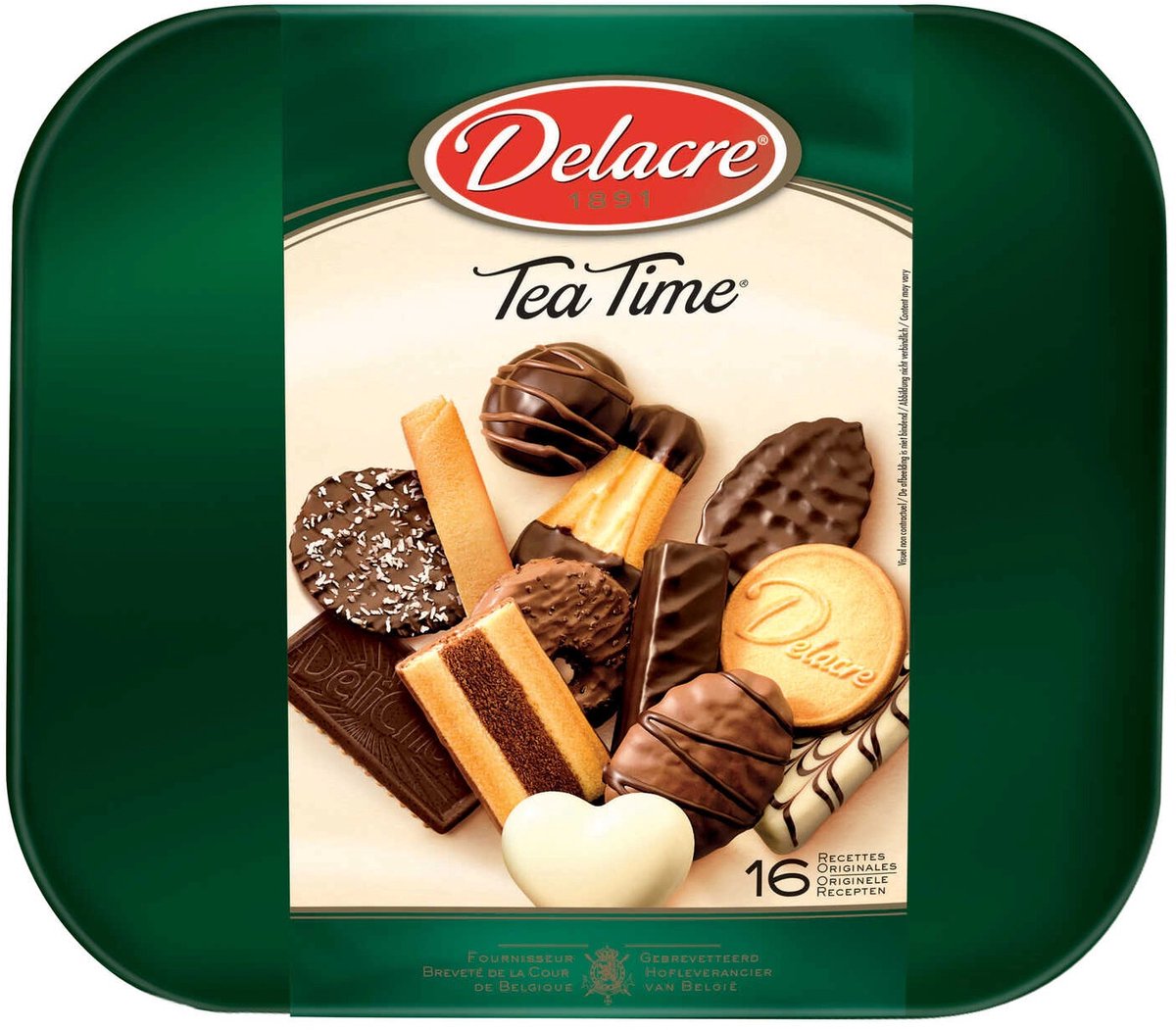 Delacre Tea Time 1kg - Koekjesdoos  - 16 verschillende koekjes - 1000g