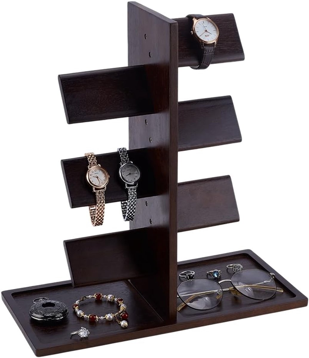 Houten Watch Holder Stand - Watch Display Tower - Watches Display Racks - Meerdere Watches Organizer - Tafel Jewelry Holder voor Mannen Vrouwen - Vaderdag Cadeaus - Watch Bracelets