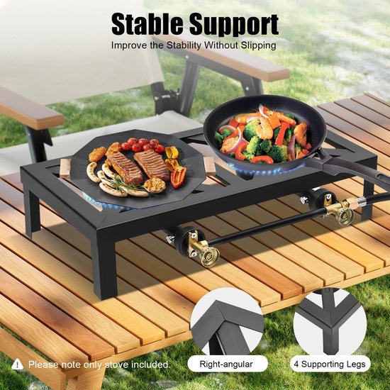 Aafinity Noodpakket - Gasfornuis - Gasfornuis camping - Draagbaar - Metaal - 8000W per brander - met regelaarslang en andere benodigde accessoires van Merkloos — afbeelding 3