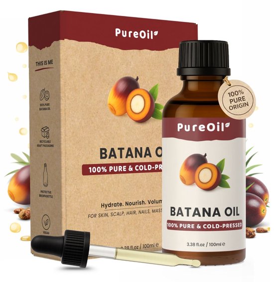 PureOil – Batana Olie 100ml – 100% Puur, Natuurlijk & Vegan – Voor Haar | Huid | Gezicht | Scalp | Nagels - Haargroei Oil - Wonderolie uit Honduras - Haarolie - Incl. Ebook - Sinterklaas Cadeautjes - Kerst cadeautjes