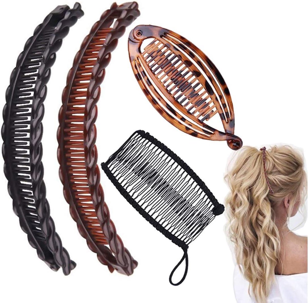 Haarspelden en klerkammen voor krullend haar - set van vintage accessoires in visvorm