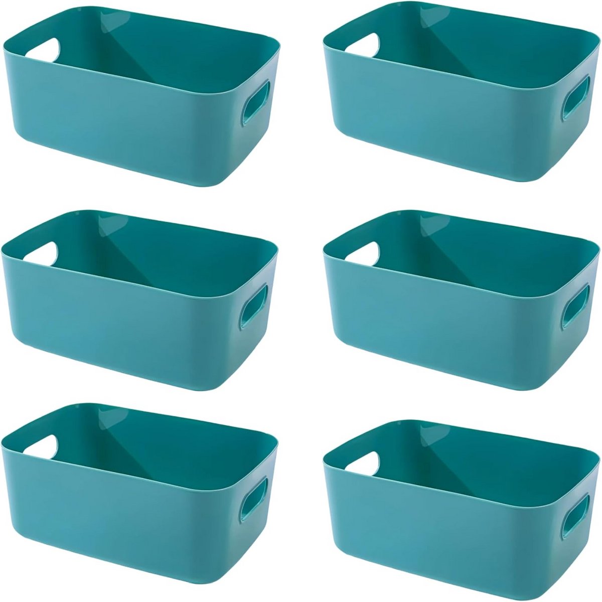 Set van 6 Kunststof Opbergdozen met Handgrepen voor Thuis en Keuken Organizer