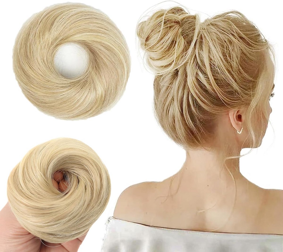 Elastische Haarknot met Haar voor een Volle Kapsel - Makkelijk Haarstukje voor Dames