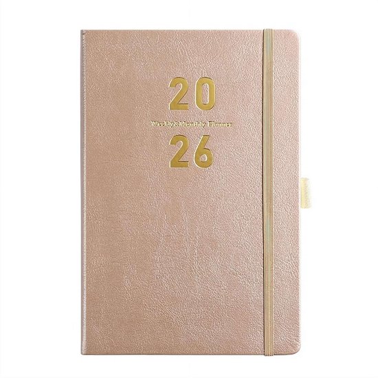 Foto: Dagplanner 2026 a5 formaat inclusief dag week en maandplanning indeling voor 365 dagen geschikt voor studenten docenten en professionals khaki