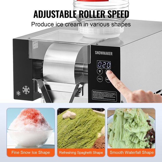 Commerciële Ijsmachine met Sneeuwvlokken Ijsschaafmachine Van Roestvrij Staal met Een Capaciteit Van 125 kg Per 24 UUR, Geschikt voor Bakkerijen, Cafés En Luchtkoelsystemen — afbeelding 3