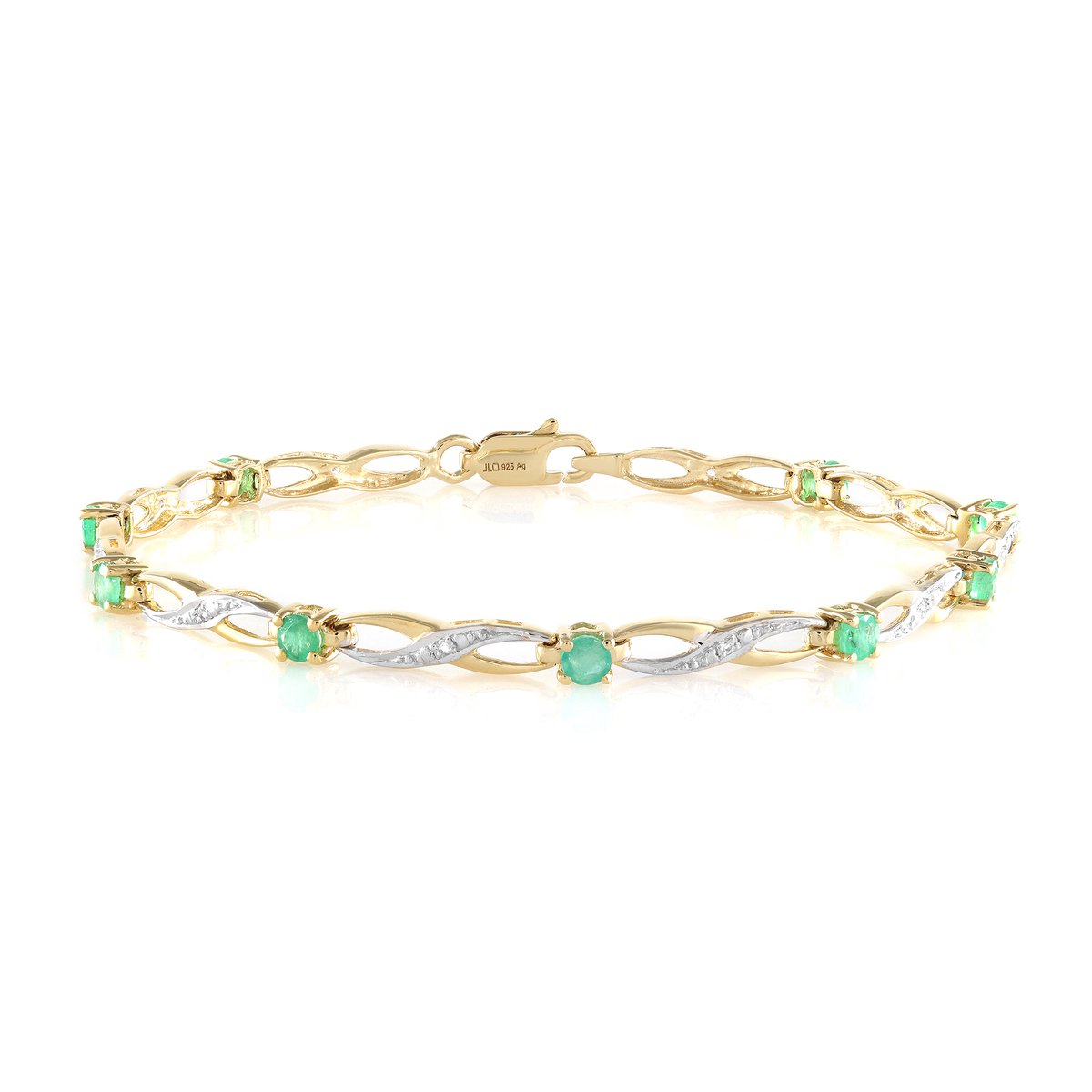 Cavill - Zilveren Armband met Socoto Smaragden en Witte Topaas - 925 Sterling Zilver Verguld - 0,819ct Edelstenen - Elegant en Tijdloos Sieraad