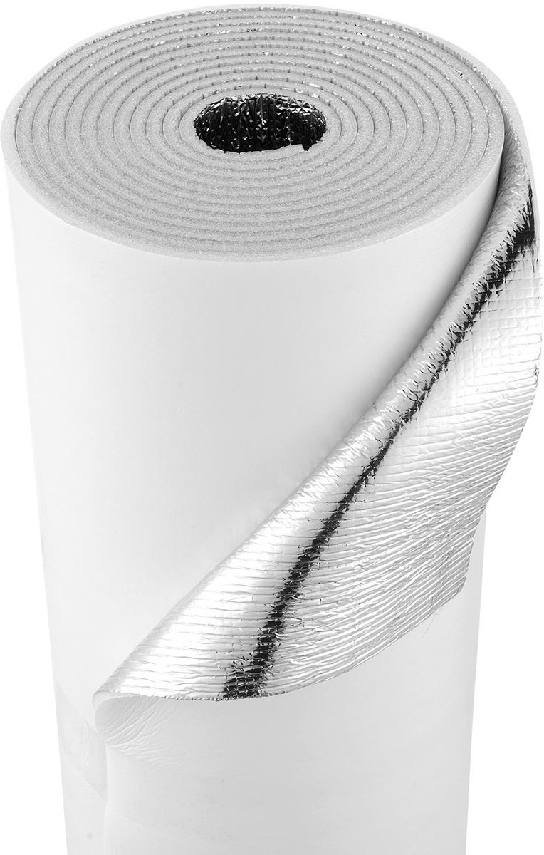 VEVOR Isolatiefolie, Thermische Isolatiefolie, 6 mm Reflecterende Folie 61 cm x 5,5 m, 4 Rollen Aluminiumfolie Stralingsbarrière met EPE-Schuimkern, Witte PE-Folie Hitteschild voor Garagedeuren