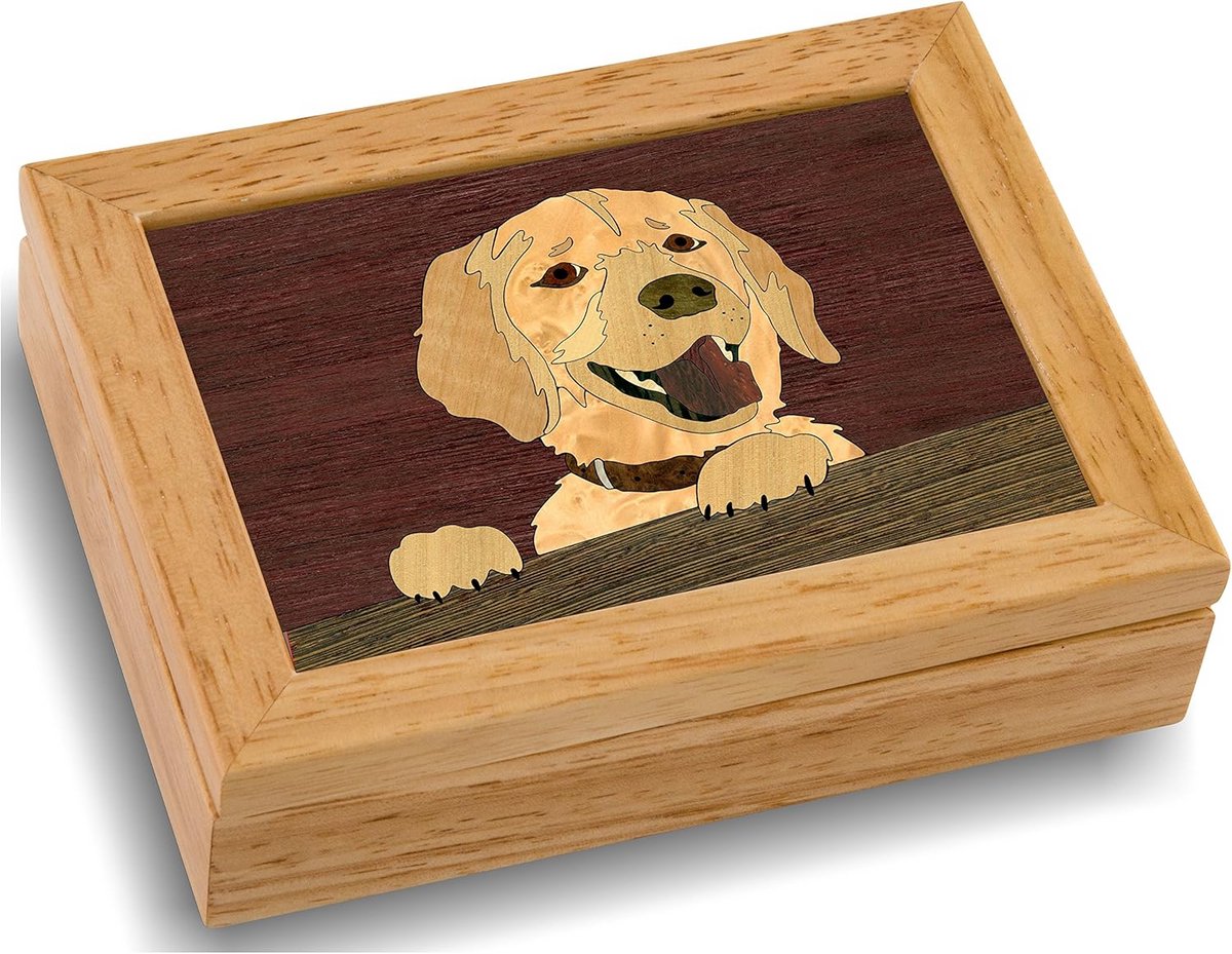 Decoratieve houten opbergdoos met hondenthema