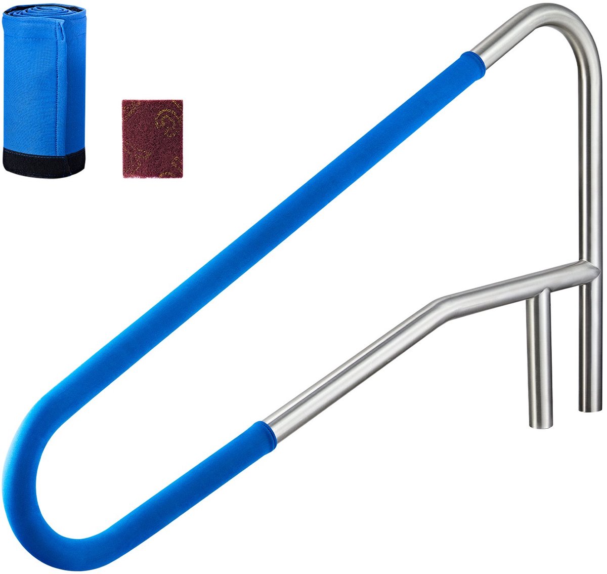 Zwembadleuning en Handgreep - RVS 304 Trapleuning - Afmetingen 1371 x 48 x 813 mm - Draagvermogen 100 kg - Afneembare Antisliphoes - Inbouw/Vloermontage