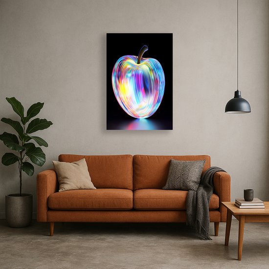 Lichtspoor appel – plexiglas – wandkunst – Glasschilderij – 70x105 cm