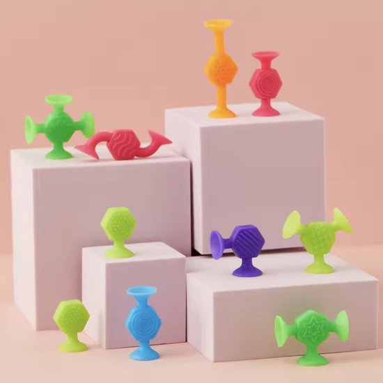 KimDo - Silicone Zuignap Speelgoed 25 stuks - Sensorisch - Vliegtuig - Onderweg - Kleurrijk - Bad Speelgoed - Bouwspeelgoed Peuters en Kleuters van Merkloos — afbeelding 5