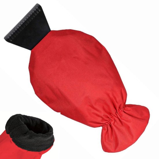 ijskrabber auto met handschoen ROOD - Fleece gevoerd - IJskrabber Auto - Ruitenkrabber - Ijskrabbers - Auto krabber - Auto accessoires - auto ruiten krabber - krabber auto