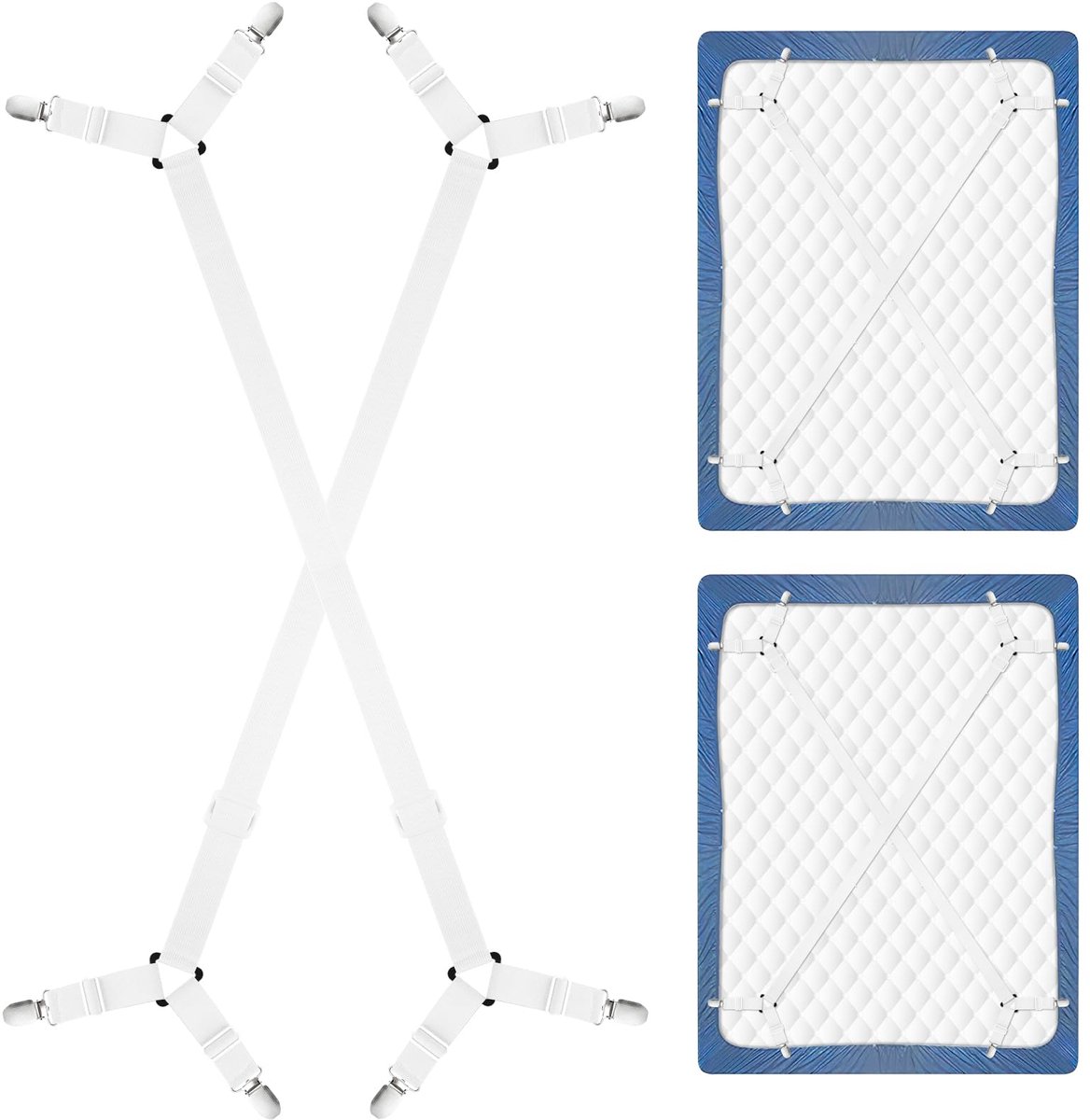IMPERATORIS® Bedlaken Spanners - Lakenspanners - Elastische Bretels voor Hoeslaken - Verstelbaar - Voorkomt Verschuiven - Set van 2