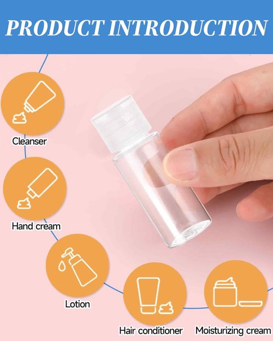 IMPERATORIS® Reisflesjes Set met flipdop - Navulbare Flesjes - Voor Shampoo en Lotion - Kunststof - Set van 12 - 15 ml - Transparant van imperatoris — afbeelding 3