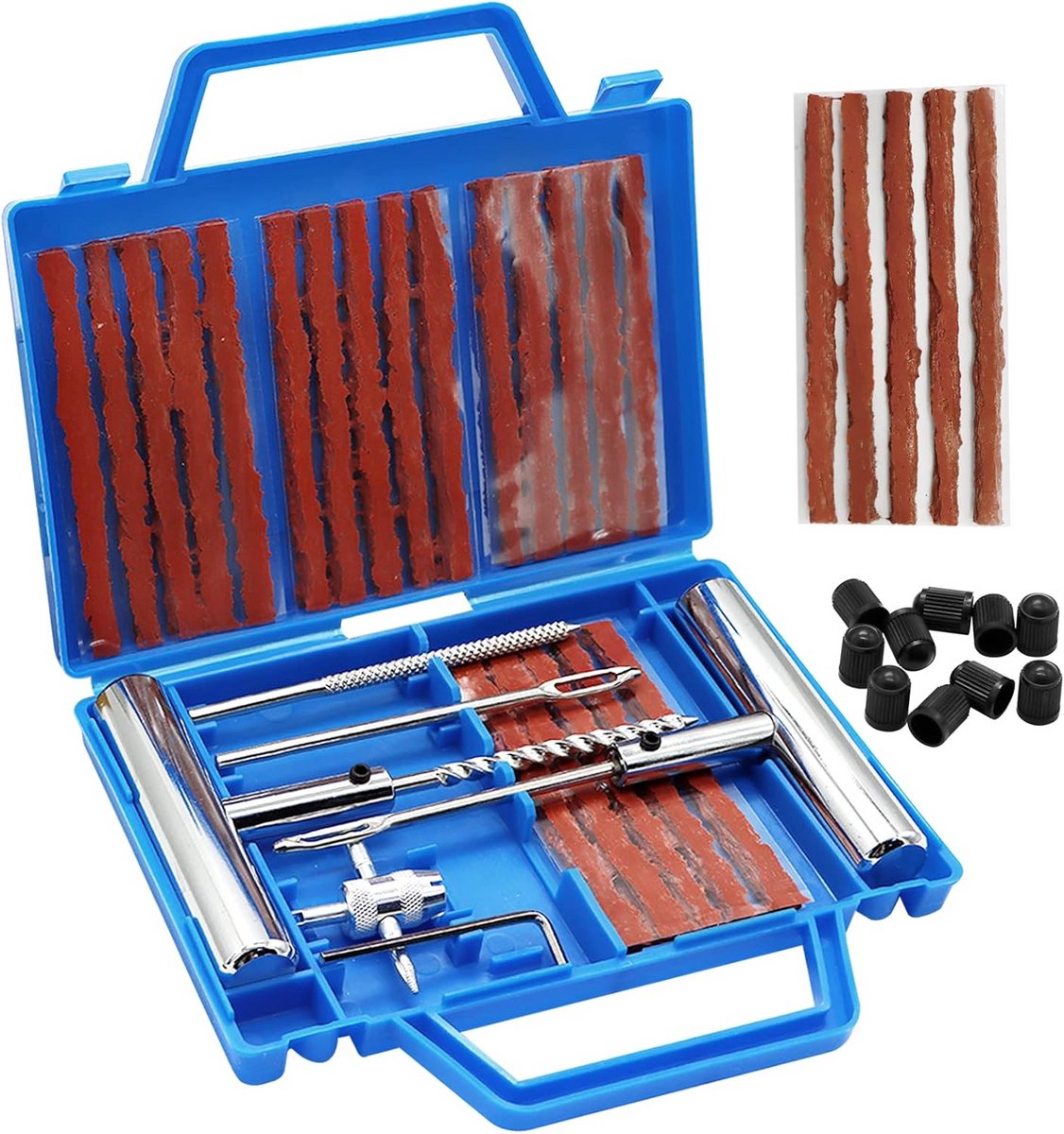 42-delige Bandenreparatieset voor Noodgevallen - Tubeless Stekker Gereedschap voor Auto, Motorfiets en Fiets