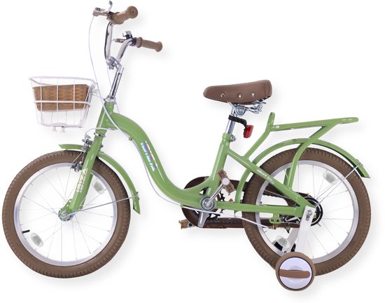 TESUGN Kinderfiets, 16 inch, in hoogte verstelbaar, kinderfiets met afneembare zijwielen, jongens, meisjes, kinderfiets vanaf 5 tot 8