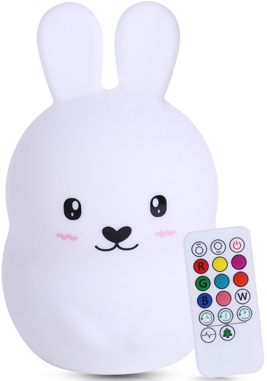 Kadoing Konijn Nachtlamp (Groot) met Afstandsbediening - Nijntje Kinderlamp Oplaadbaar - 18.7cm Hoog