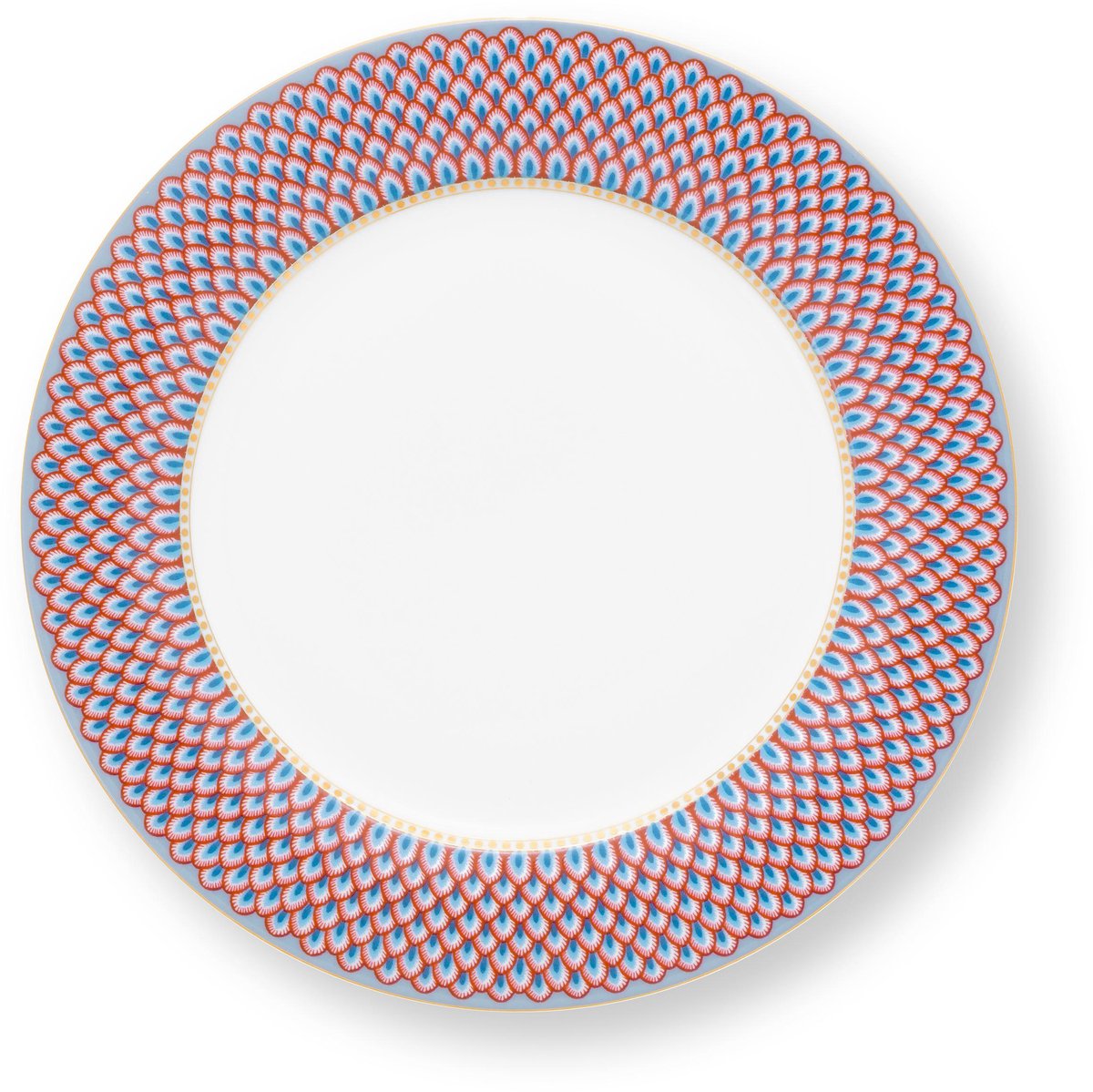 Plate Flower Festival Scallop Red-Light Blue 26.5cm