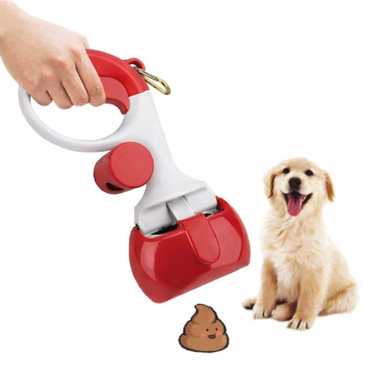 Hondenpoep schepje - Handig Formaat - Compact - met Zakjes - Draagbaar - Wit met Rood - Poepschep voor honden - Hondenpoepschepper - Dog Pooper schep - Huisdier poep schepje - Poepgrijper hond - Hondenpoepgrijper