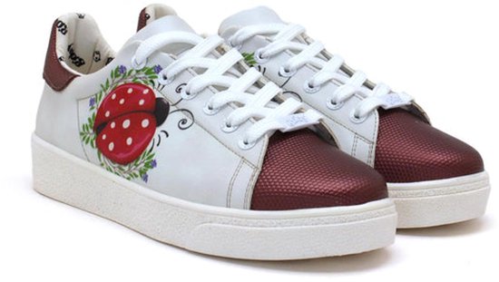 GOBY Baskets Femme – Motif Coccinelle – Cuir Végan – Handgemaakt - Taille 40