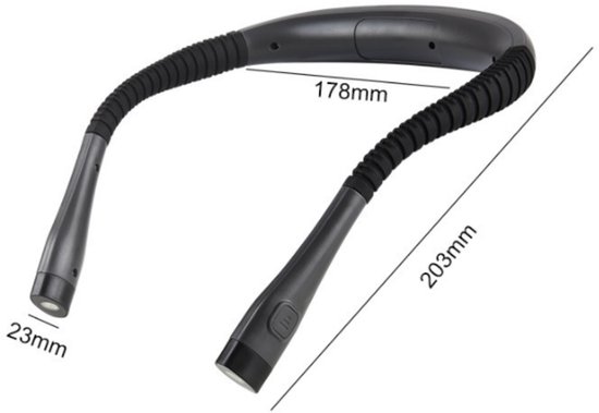 1 stuk - Neklamp - Leeslamp - Boeklamp - Leeslamp met drie kleuren en negen helderheidsniveaus - Flexibele neklamp - Oplaadbaar - Compact en draagbaar - Geschikt om te lezen in bed, te breien of te kamperen - Zwart - 20,3*17,8*2,3 cm van Merkloos — afbeelding 3
