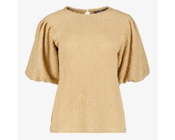 TwoDay dames top met pofmouwen beige - Maat L