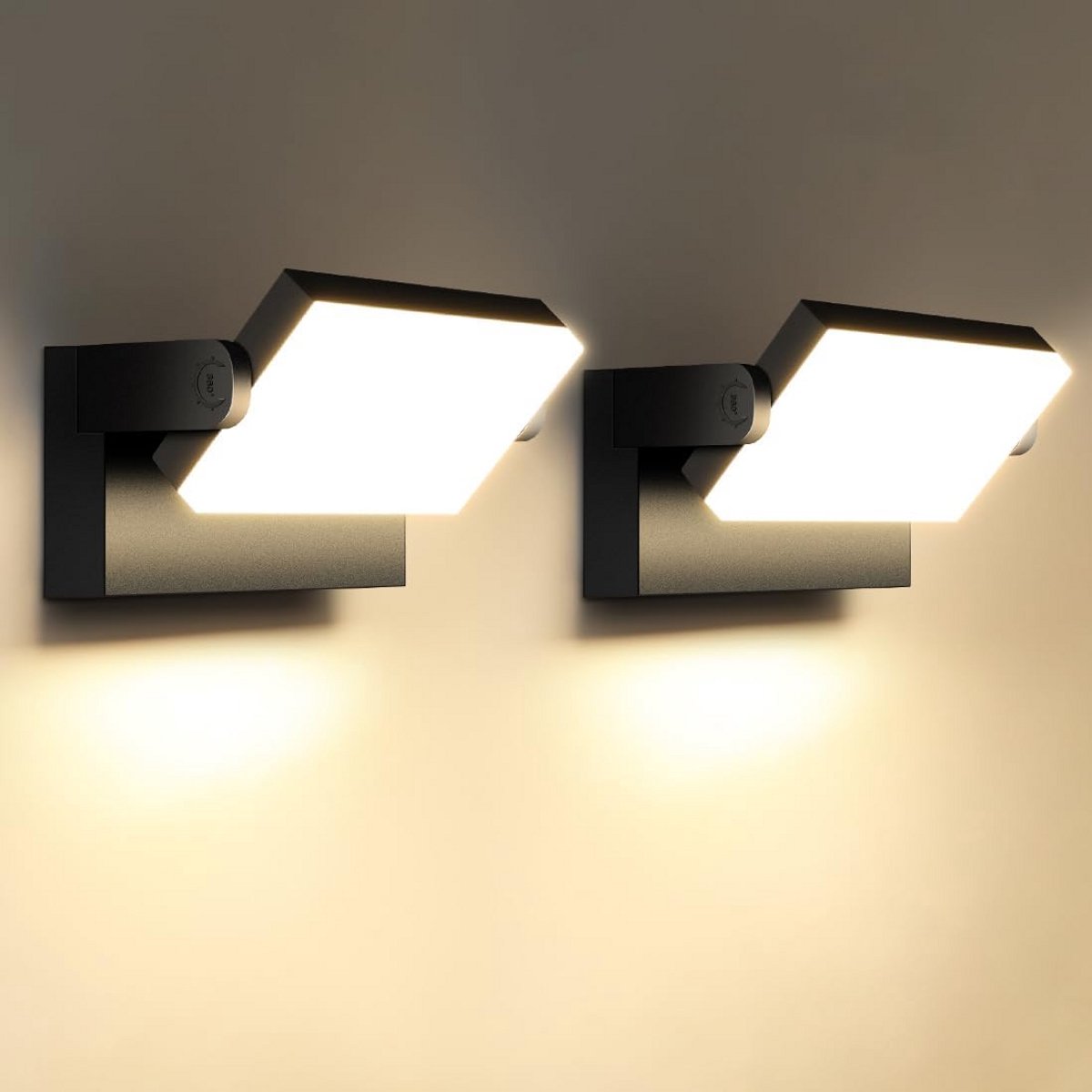 2x Set 60W LED Buitenlamp Draaibaar 3000K Warm Wit 6000 Lumen IP65 Waterdicht