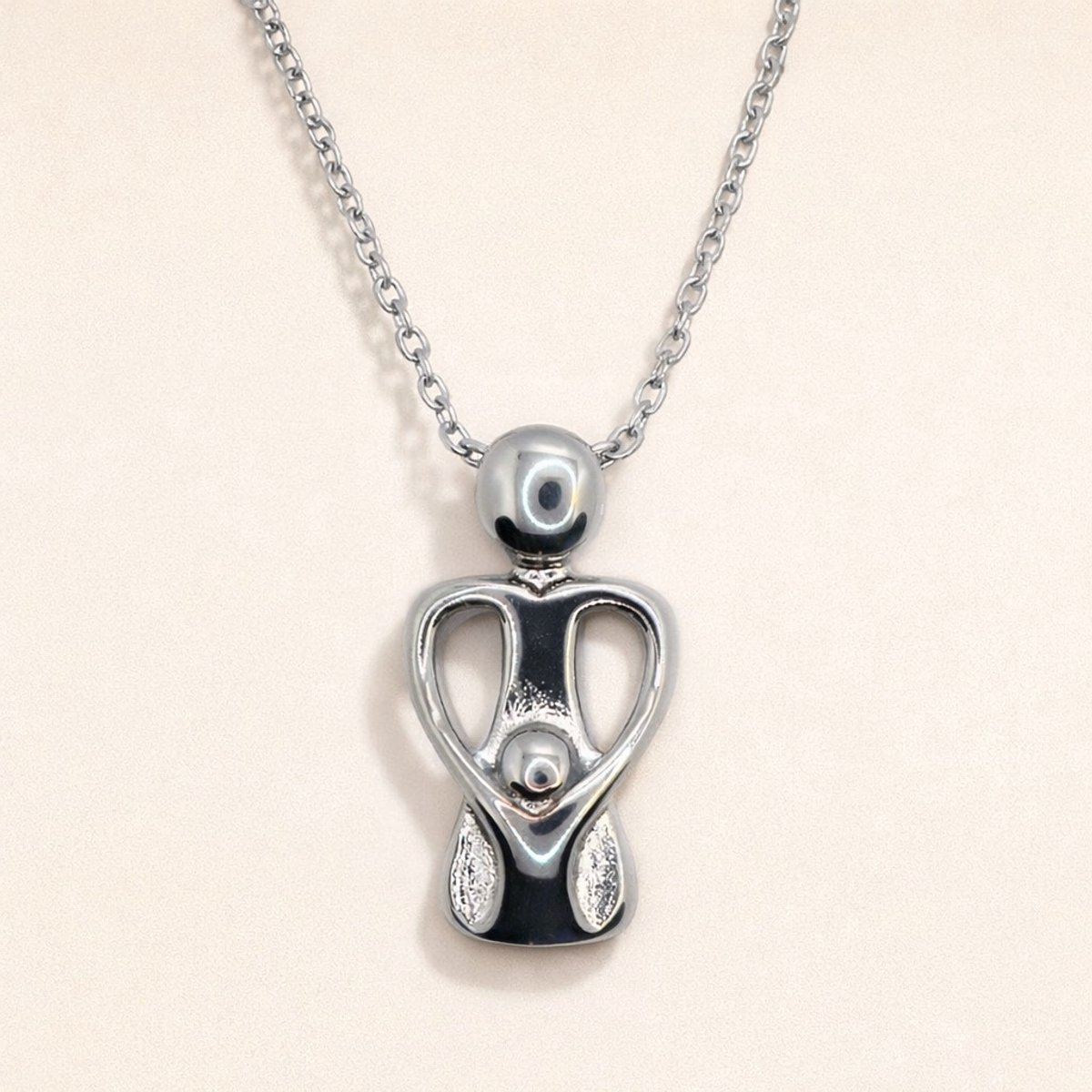Assieraad - Ashanger met ketting en vulsetje - Mini urn - Volwassene met kind - Zilverkleurig