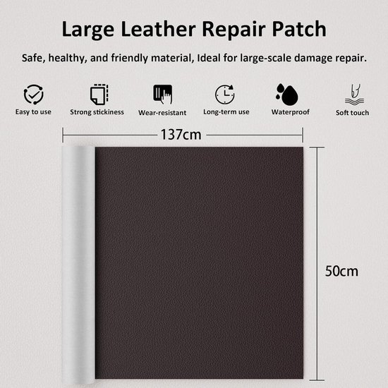 60 x 137 cm Zelfklevende kunstleren patch, lederreparatieset, lederfolie voor banken, autostoelen, bureaustoel, hoofdeinde (zwart
