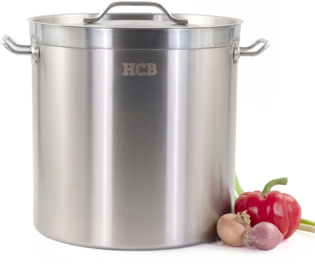 Bol.com HCB® - Professionele Kookpan - 25 liter - Inductie - Gas - Electrisch - Grote RVS / INOX pan - Soeppan - Horeca pannen -... aanbieding