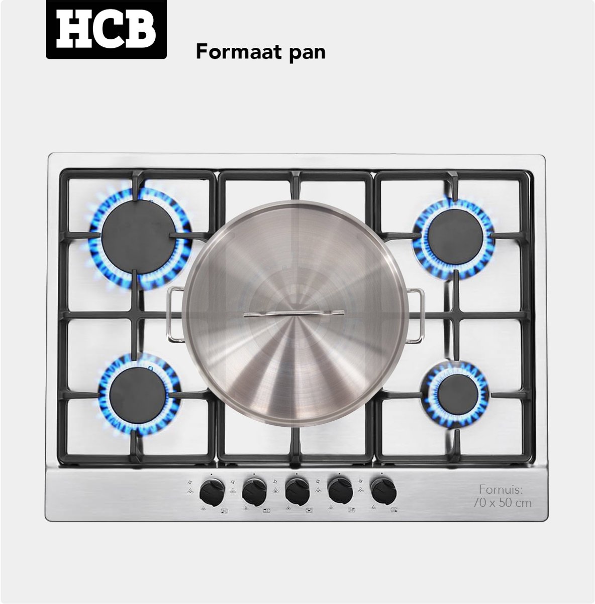 RVS HCB Soeppan Kookpan Pan Inductie 30 x 20 cm 14 liter Horeca