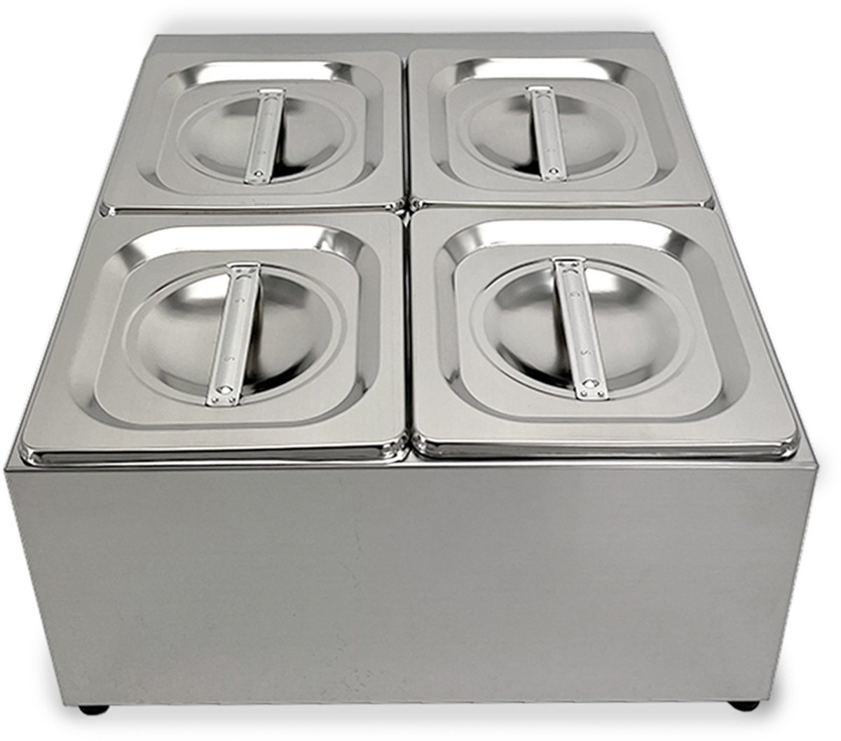 HCB® - Professionele Horeca Bakhouder - 4 x 1/6 GN - RVS / INOX - Incl. gastronorm bakken - Gastronormbak - 40.5x34x20 cm (DxBxH) - 4 kg - 7431