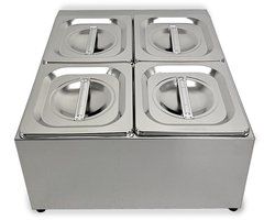 HCB® - Professionele Horeca Bakhouder - 4 x 1/6 GN - RVS / INOX - Incl. gastronorm bakken - Gastronormbak - 40.5x34x20 cm (DxBxH) - 4 kg - 7431