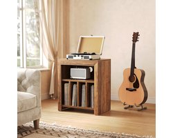 Tribesigns Platenspeler Meubel - Platenspeler-Standaard - Grote Houten Vinyl Platentafel met Ruimte voor Meer dan 100 Albums, Industriële Platenspelerstandaard voor Woonkamer, Slaapkamer, Studio, Rustiek Bruin