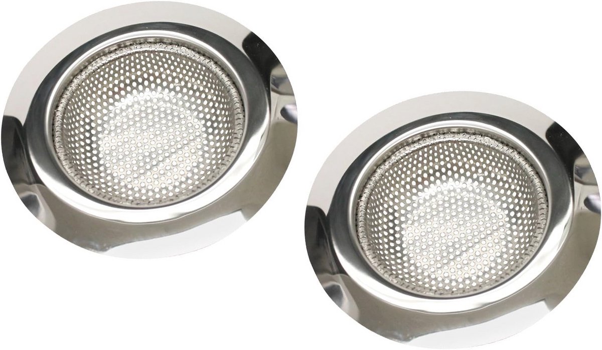 Roestvrijstalen Gootsteenzeef met Anti-Verstopping Technologie - 4.5" Diameter - 2 Stuks