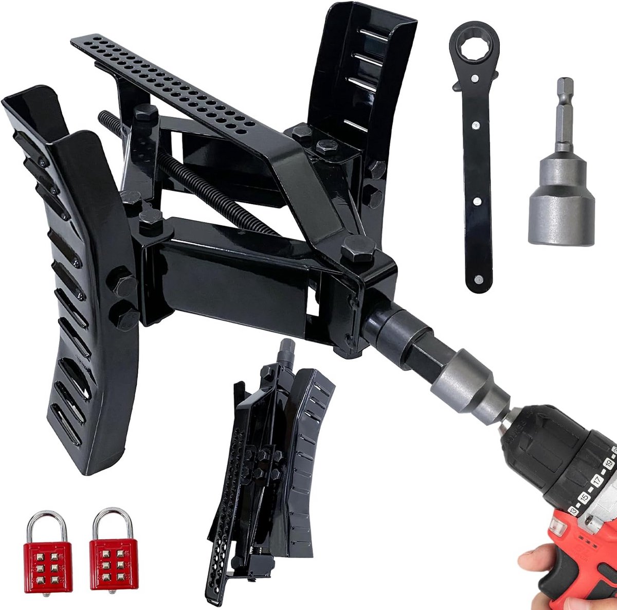 Stabilisator Wielblokken met Draaibare Zijkanten voor Caravan en Camper - Tandemwielen Blokkeren