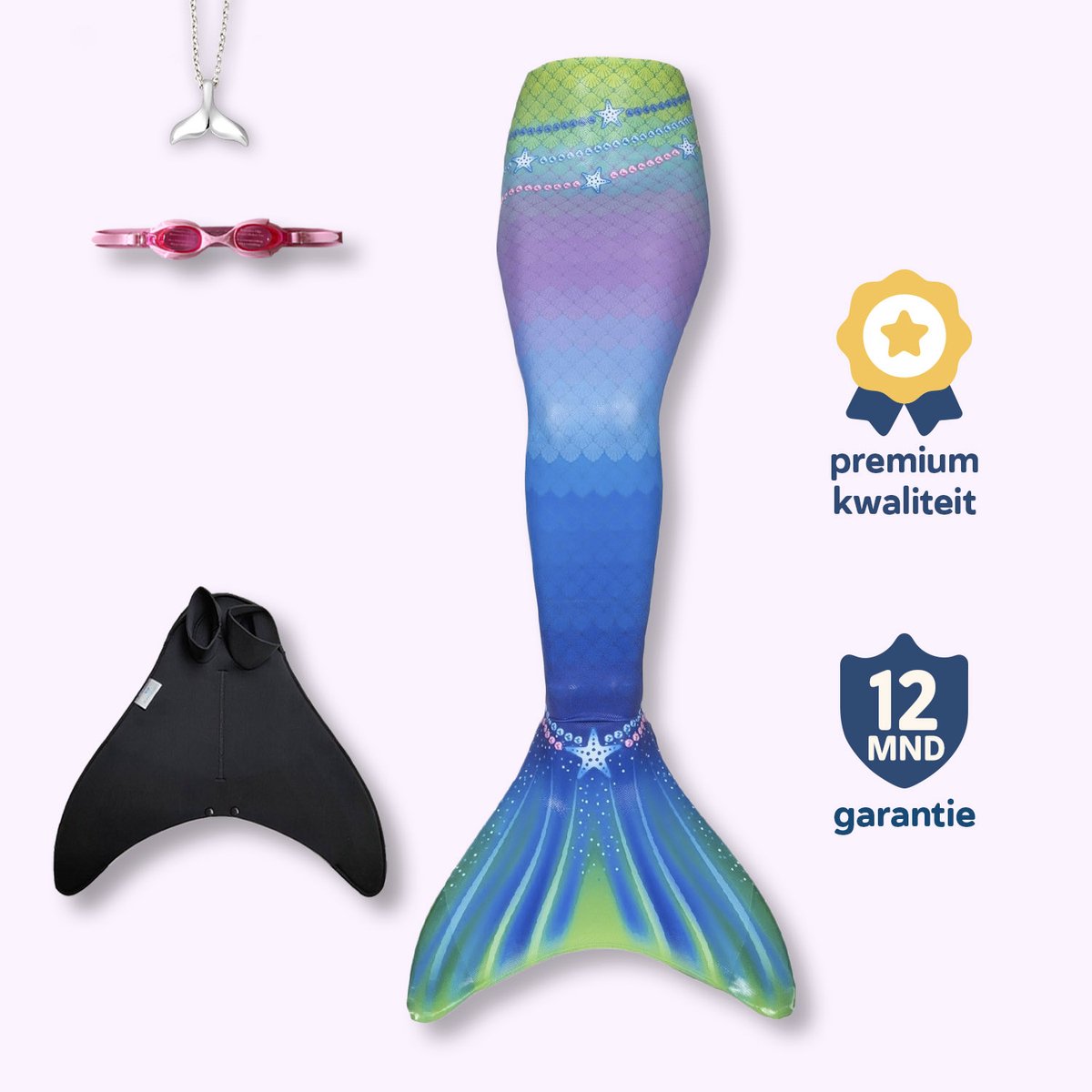 Bol.com Starfish zeemeerminstaart maat 134-140 - monovin met voetvakken - zwembril en ketting aanbieding