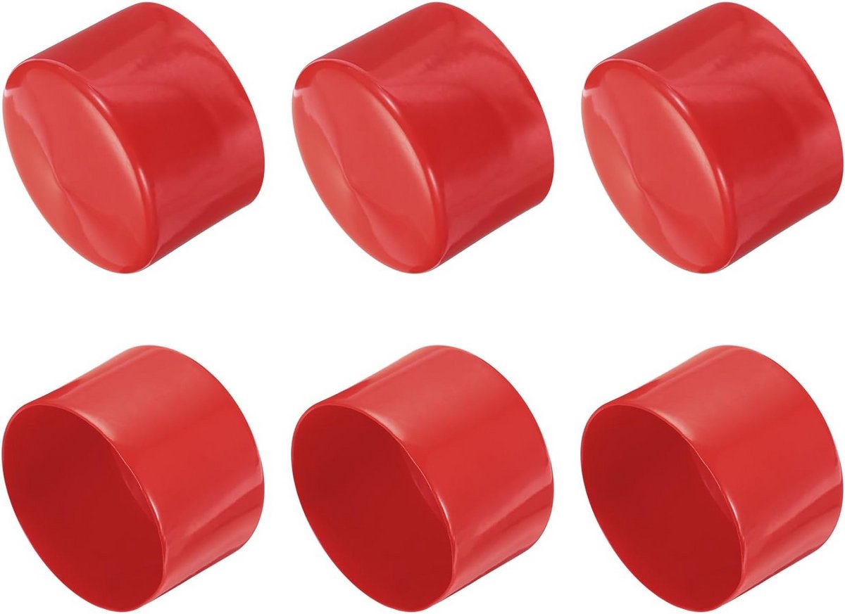 6x Universele Rubberen Eindkappen 80mm voor Meubelpoten en Staven - Rood