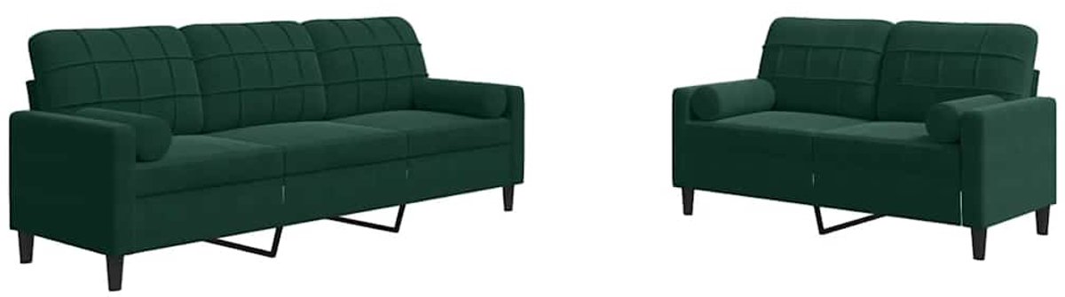 vidaXL - 2-delige - Loungeset - met - kussens - en - bolsters - fluweel - donkergroen